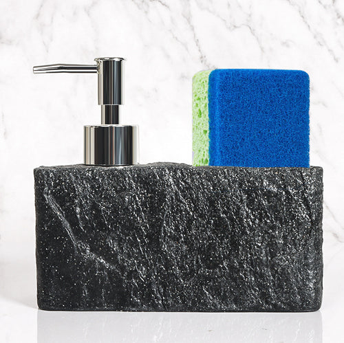 Marble-Look Soap Dispenser with Sponge Holder